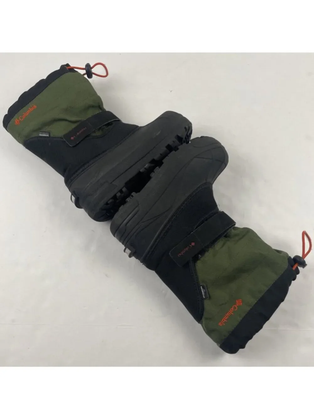 Columbia Powderbug Plus II Boys Size 1Y Green Black Waterproof Winter Snow Boots